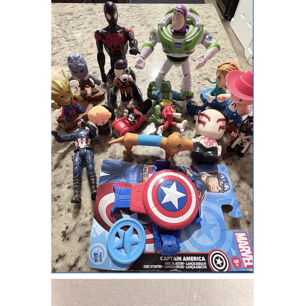 Lot of 17 Mixed Character Toys Marvel Disney Pixar TMNT SpiderMan Buzz Lightyear
